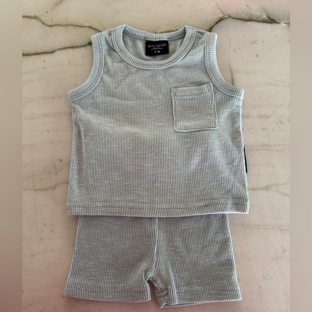 Little Bipsy Ribbed Set in Light Gray - 0-3 months
